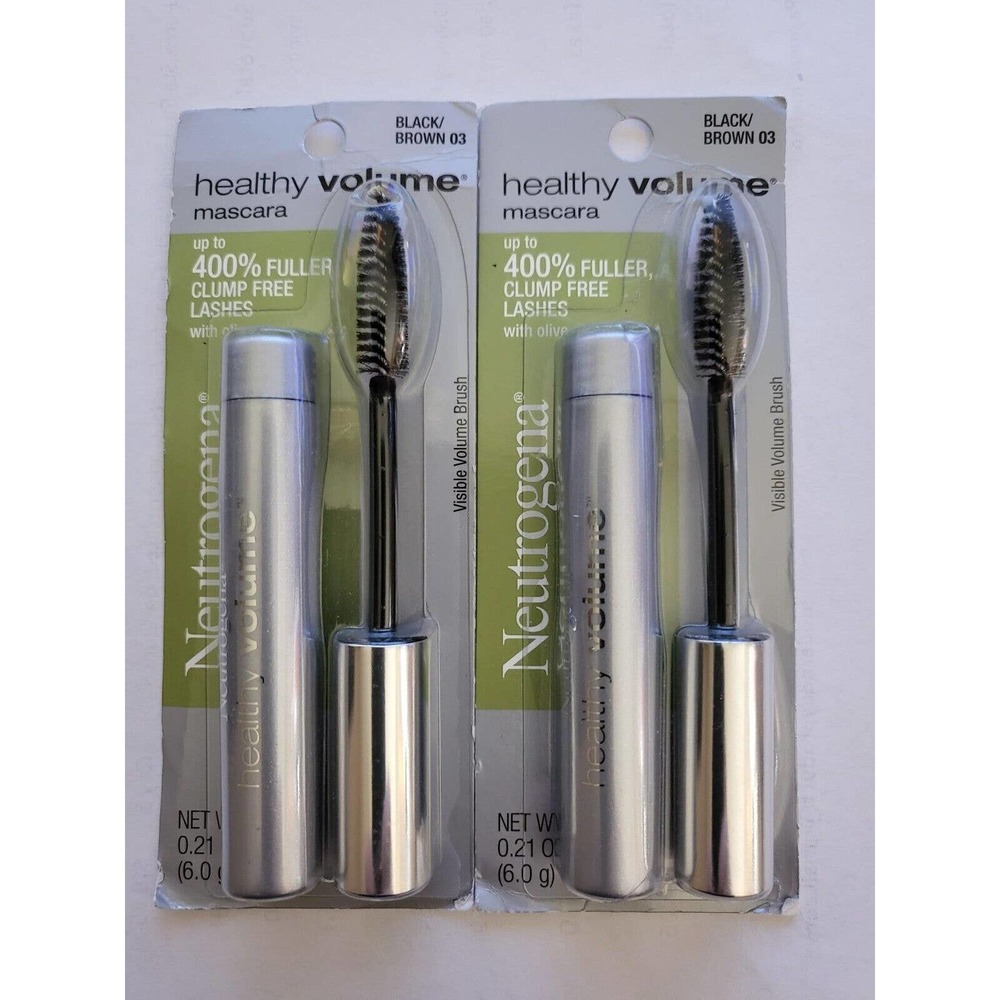 LOT of 2 Neutrogena Healthy Volume Mascara, Black/Brown 3, 0.21 oz, NEW